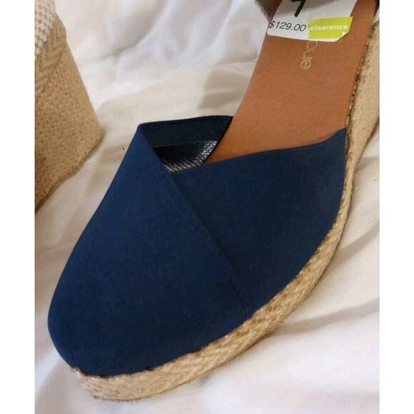 André Assous Womens Wedge Sz 7 New Espadrille Heeled Sandals Navy Blue $129 - Picture 5 of 9